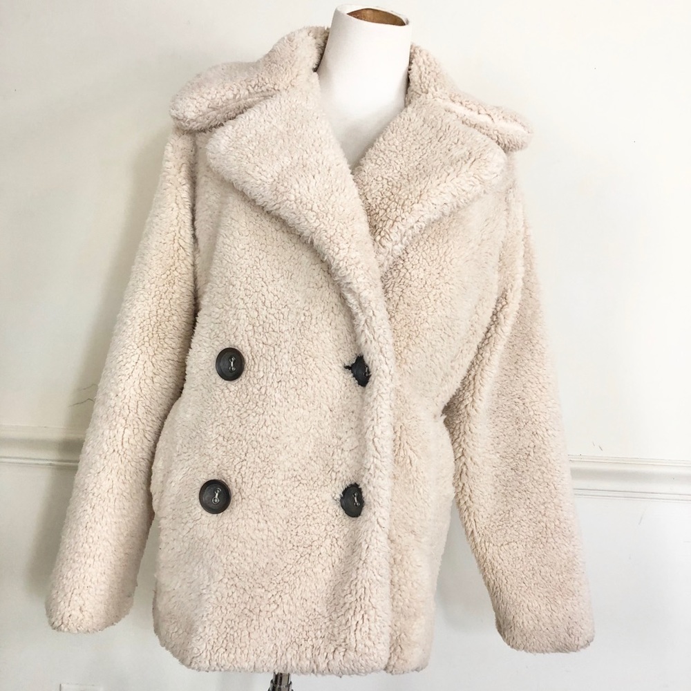 Free People Teddy  jacket cream XS faux fur - Picture 9 of 12